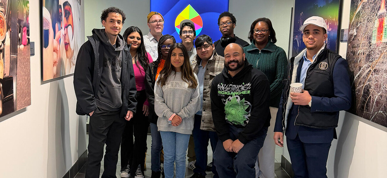 Berkeley College Graphic Design students and faculty during an industry visit to Sandy Alexander in Clifton, NJ.