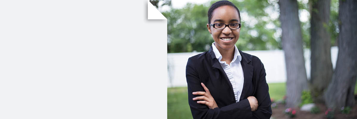 Female student in suit