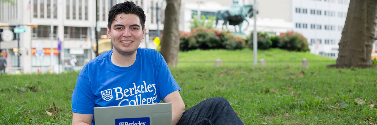 Male student on laptop