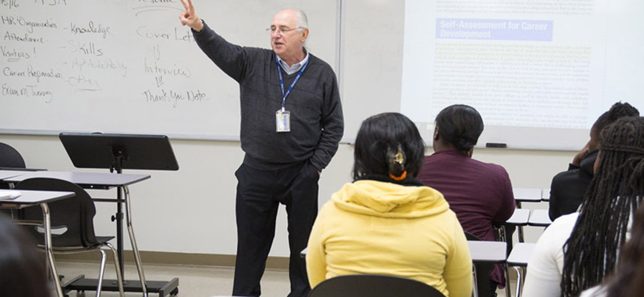 Professor in classroom