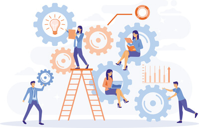 illustration of a collaborative team