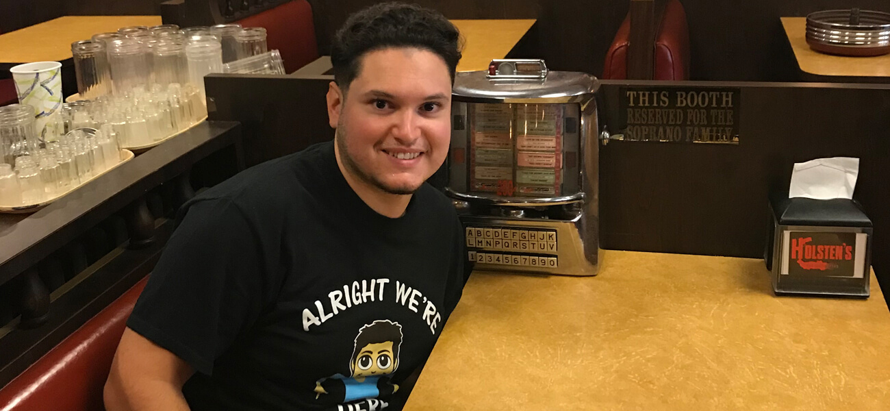 Marc DiPasquale dining at a restaurant.