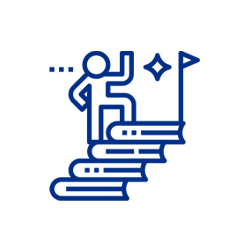 A man climbing a ladder, reaching the top