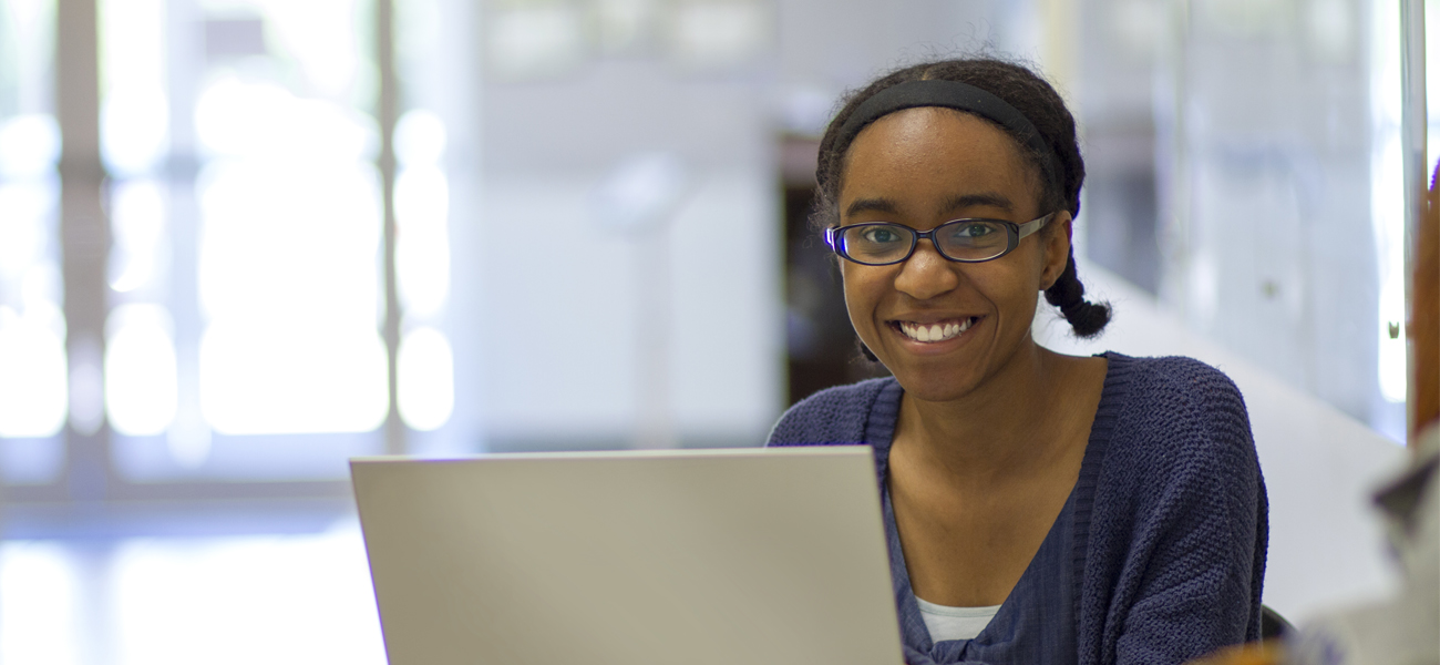 Female student at computer