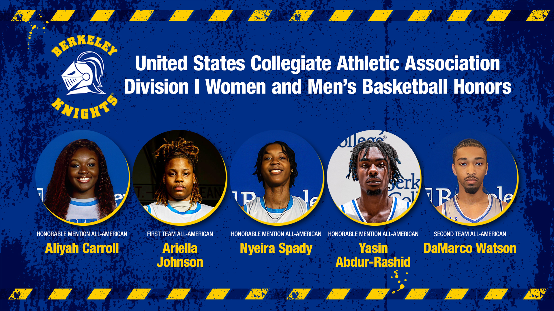 Five diverse students who are named to the All-American honors teams by the USCAA.