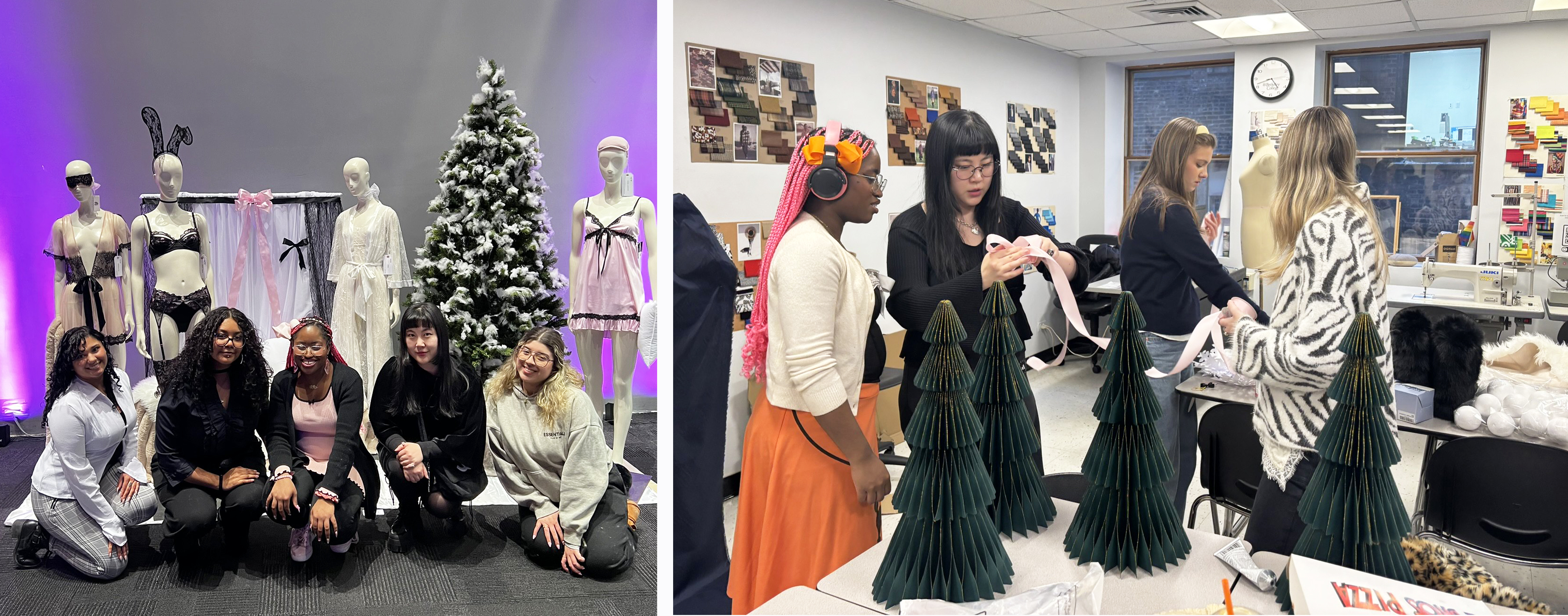 Students and a professor work in the classroom on fashion